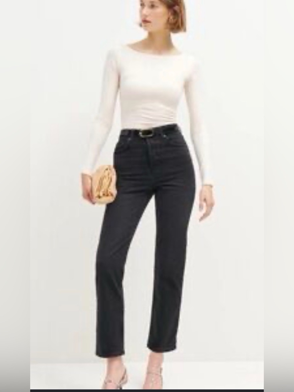 93. Reformation Liza Ultra High Rise Straight Leg Jeans Faded Black 27